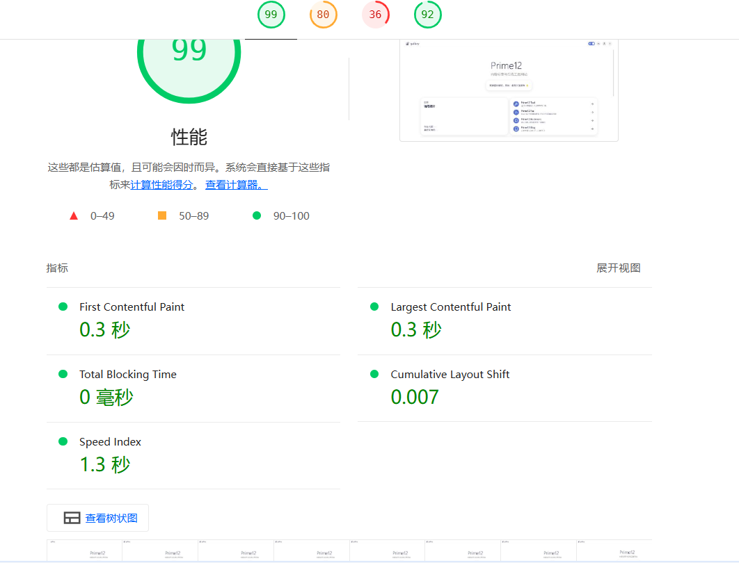 浏览器lighthouse截图 首页
